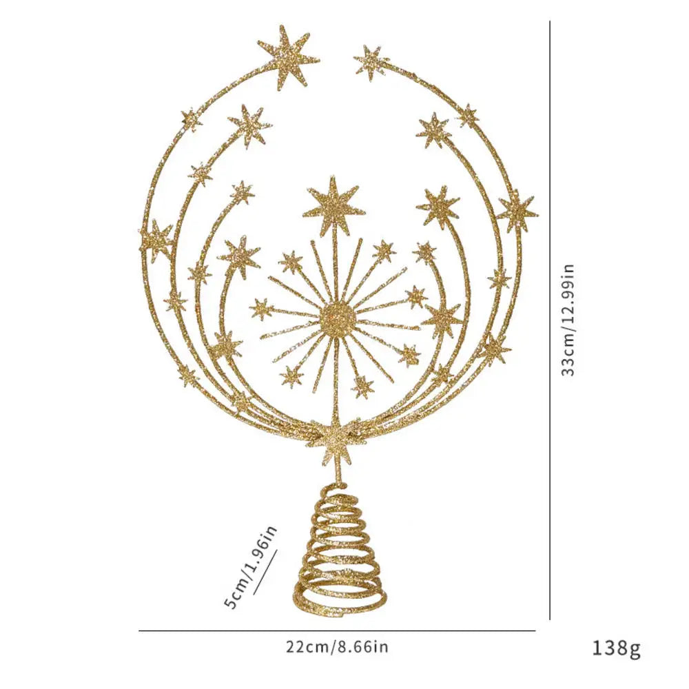 LED Christmas Tree Star Topper – Glitter Iron Ornament 20–30cm