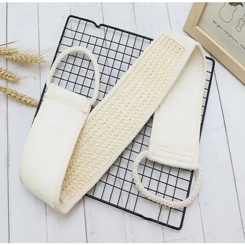 Flax Linen Exfoliating Back Scrubber Strap | Natural Bath Brush