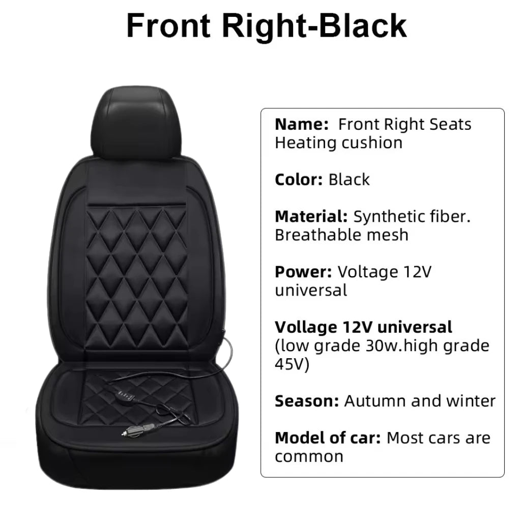 12V Cigarette Lighter Plug-in Car Heated Seat Cushion Integrated Electric Heating Backrest & Lumbar Support for Winter Warmth Peaceful Pleasures Health and Wellness Right-Black