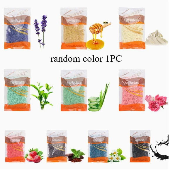 Paper free hair removal wax nose hair full body hair removal wax bean wax therapy hair removal cream bag 100G hard wax beans Peaceful Pleasures Health and Wellness random color 1PC