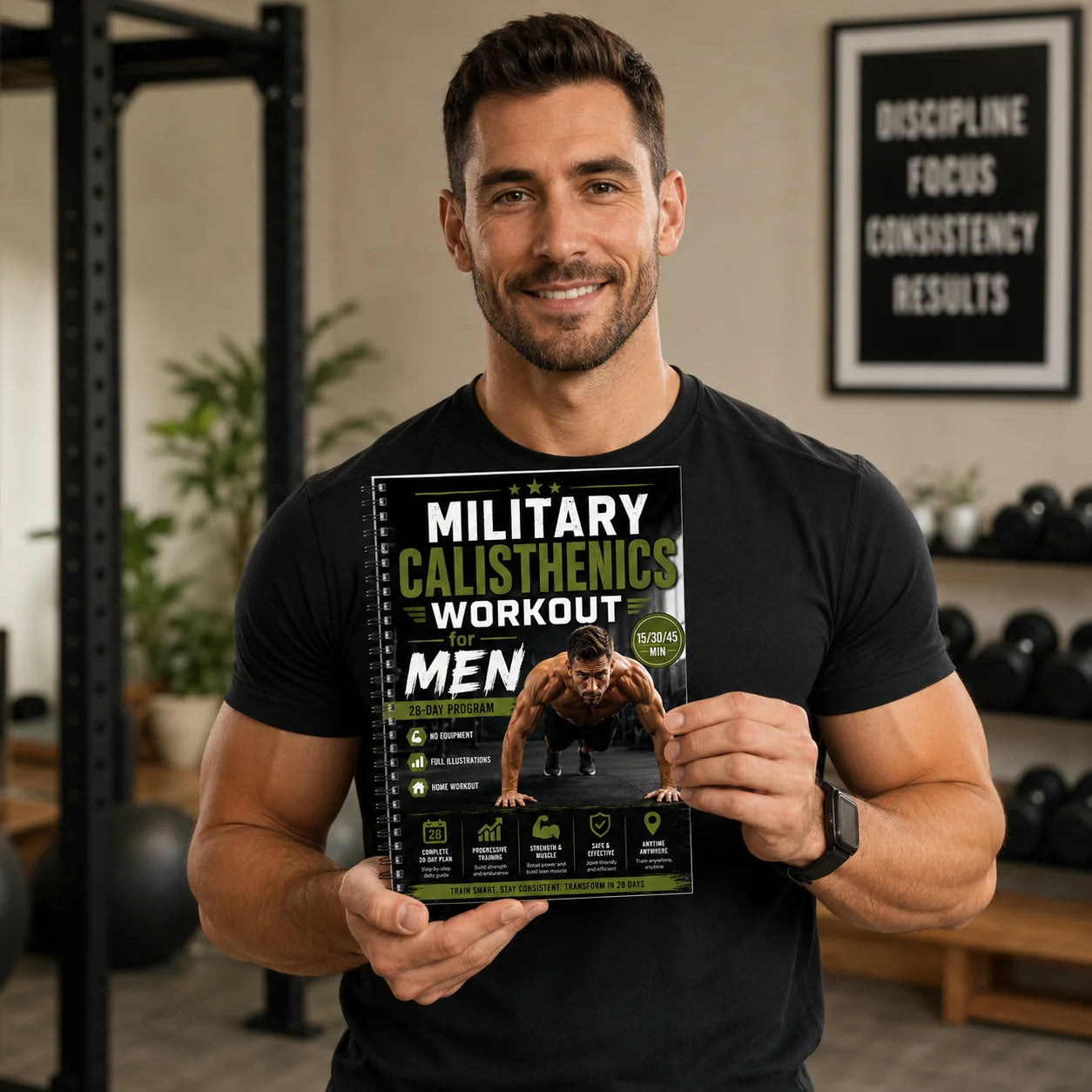 Military-style Calisthenics Workout A5 Spiral Guide Men 28-Day