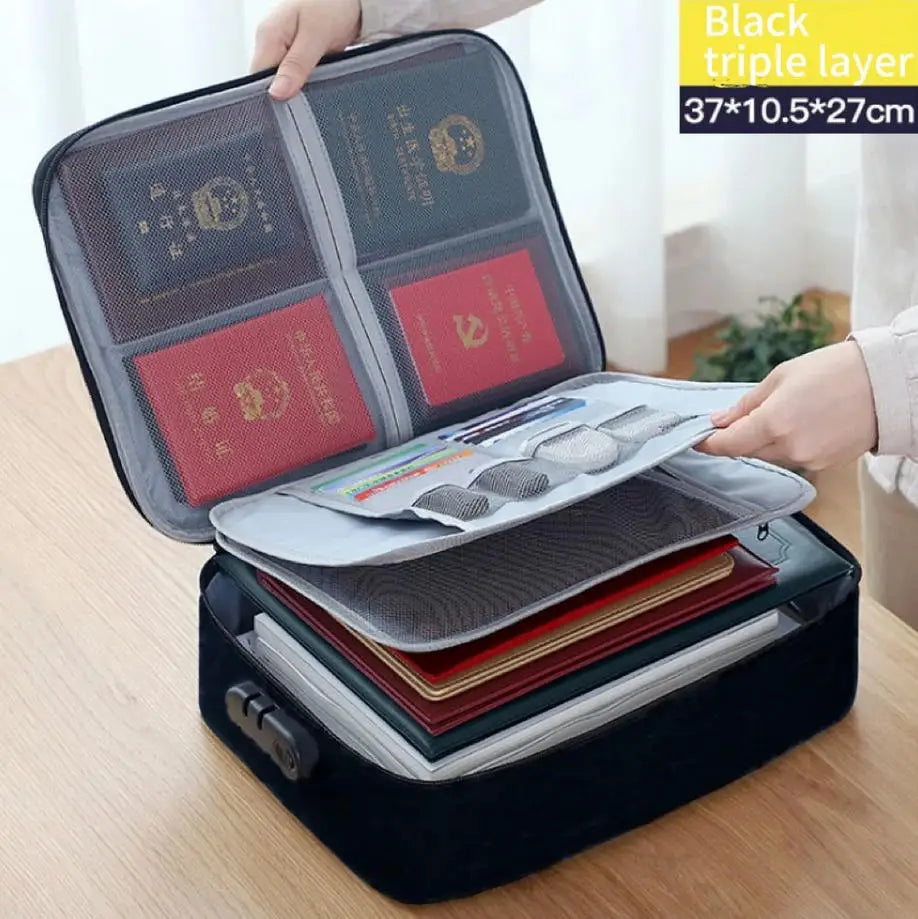 Password Lock Document & ID Storage Bag – 60-Slot Organizer