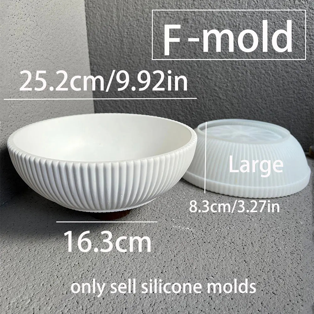 Silicone Round Stripe Mold – Concrete, Cement & Candle Bowl
