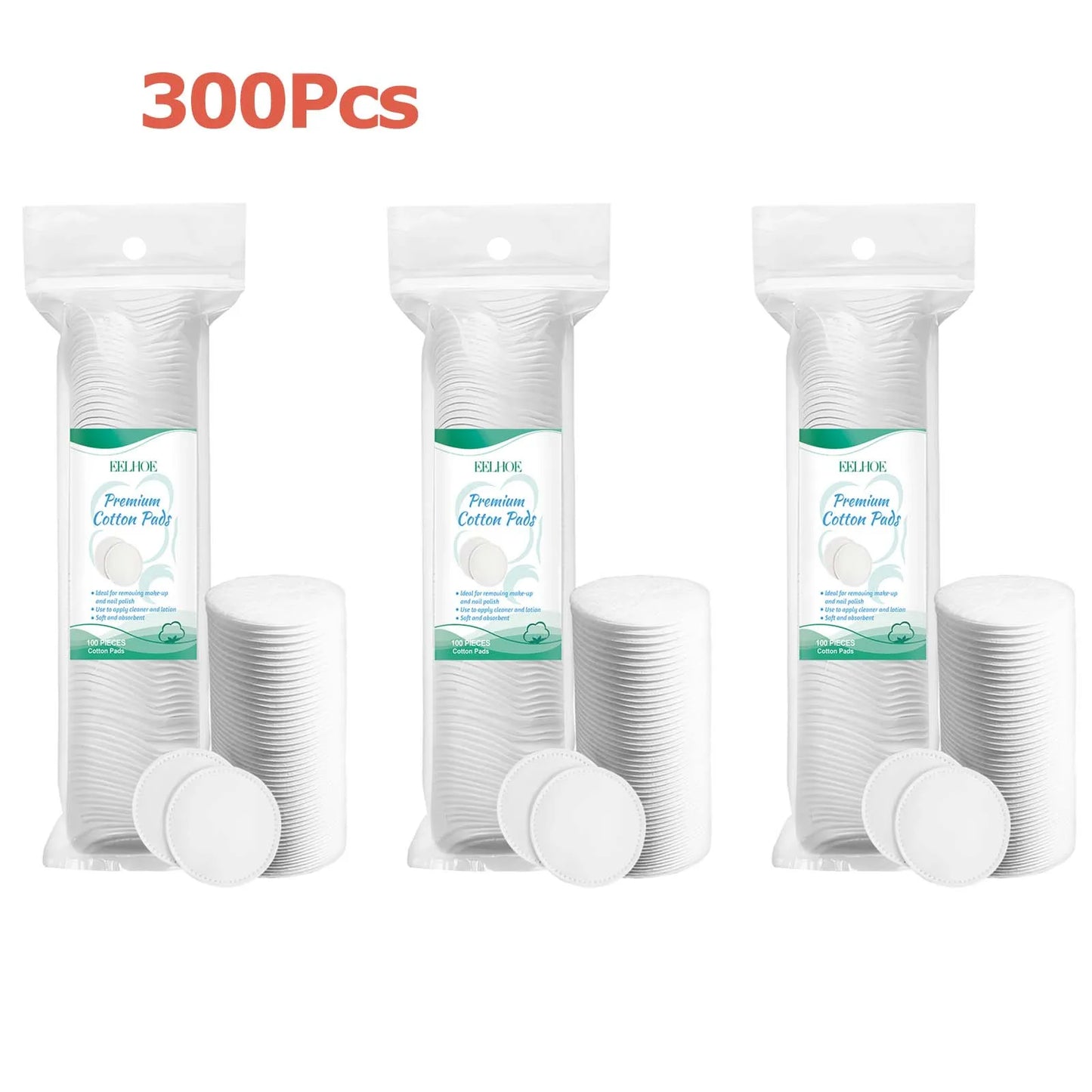 Disposable Cotton Makeup Remover Pads – 100/200/300 Pack