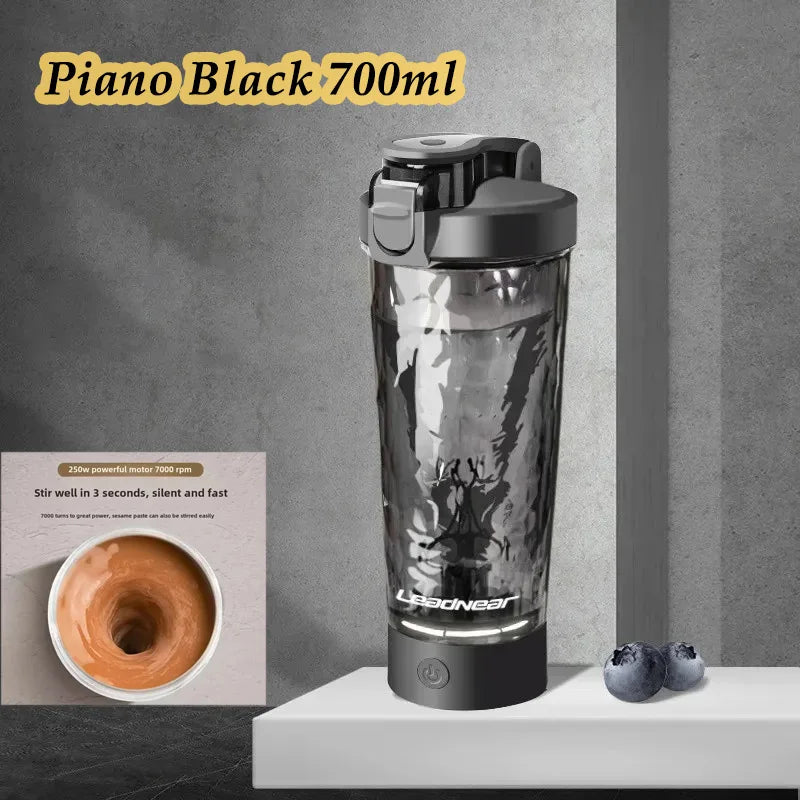 Automatic Mixing Cup 700ml Multi-Functional Sports Fitness Protein powder Electric Shaking Cup Office Living Room Coffee Cup Peaceful Pleasures Health and Wellness Black 700ml