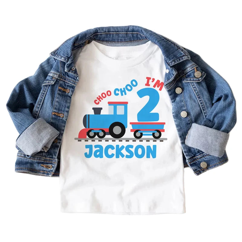 Personalized Choo Choo I'm 2 Toddler Train Birthday Shirt Toddler Birthday Shirt Peaceful Pleasures Health and Wellness