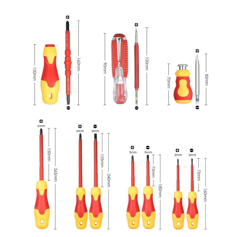 1000V Insulated Screwdriver Magnetic Slotted P-hillips Bits Soft
