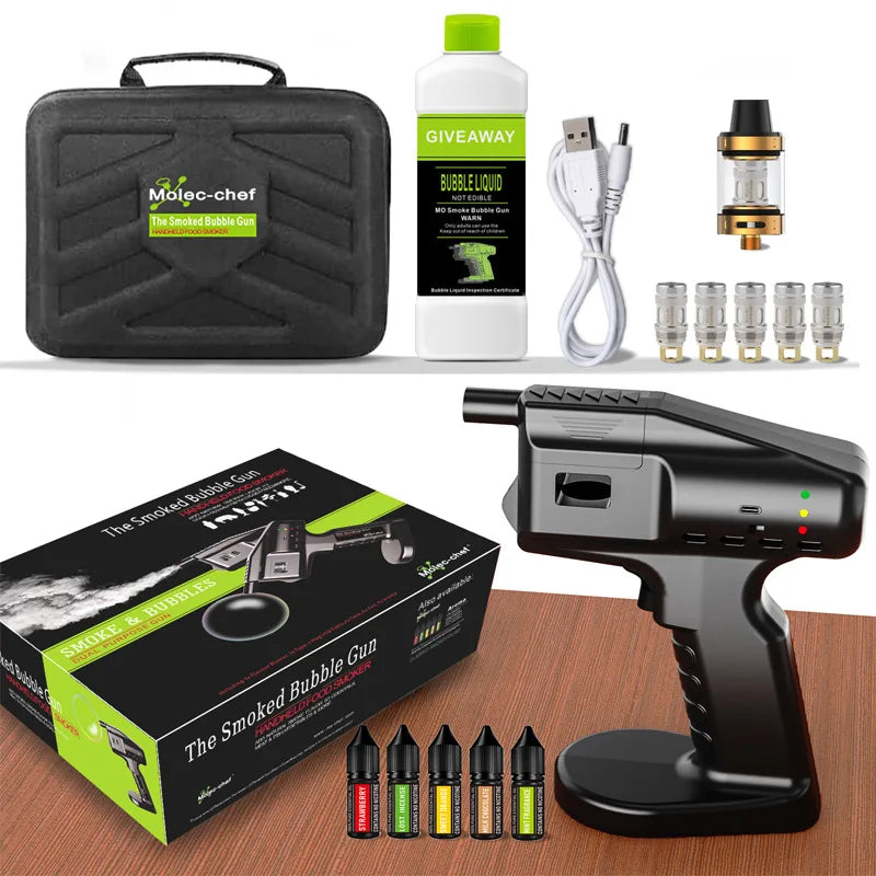 Smoking Flavor Blaster Cocktail Smoker Bubble Gun Barman Bartender Kit Smoke Food Accessories Home Brewing & Wine Making Barware Peaceful Pleasures Health and Wellness Full set with bag