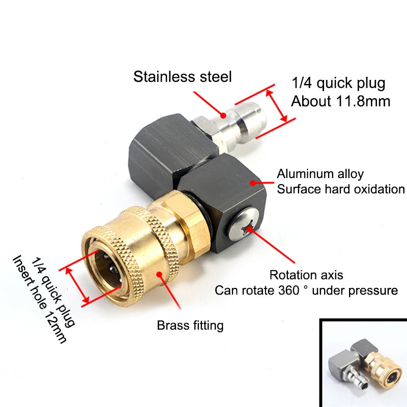 New 1Pcs Hose Fitting Coupler Adaptor With DN8 G1/4 Thread Universal 360º Rotatable Pneumatic Connector Air Tool DIY Accessories Peaceful Pleasures Health and Wellness Black A