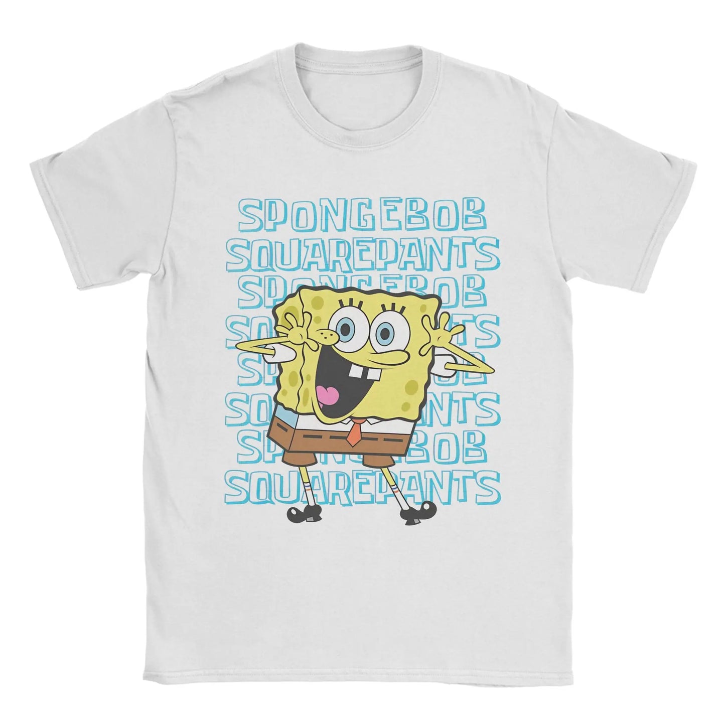 Fun S-Spongebobs T-Shirts Men Crew Neck Pure Cotton T Shirt Short Sleeve Tee Shirt Printed Clothing Peaceful Pleasures Health and Wellness WHITE 5XL