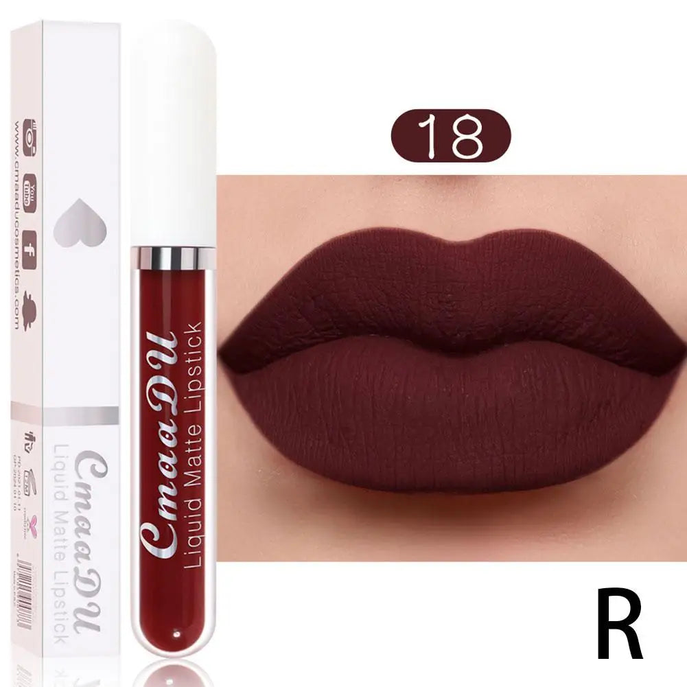 Waterproof Matte Liquid Lipstick – 18 Colors Long-Lasting Velvet Lip Glaze & Tint, Non-Stick Moisturizing (2.5ml) Peaceful Pleasures Health and Wellness 18