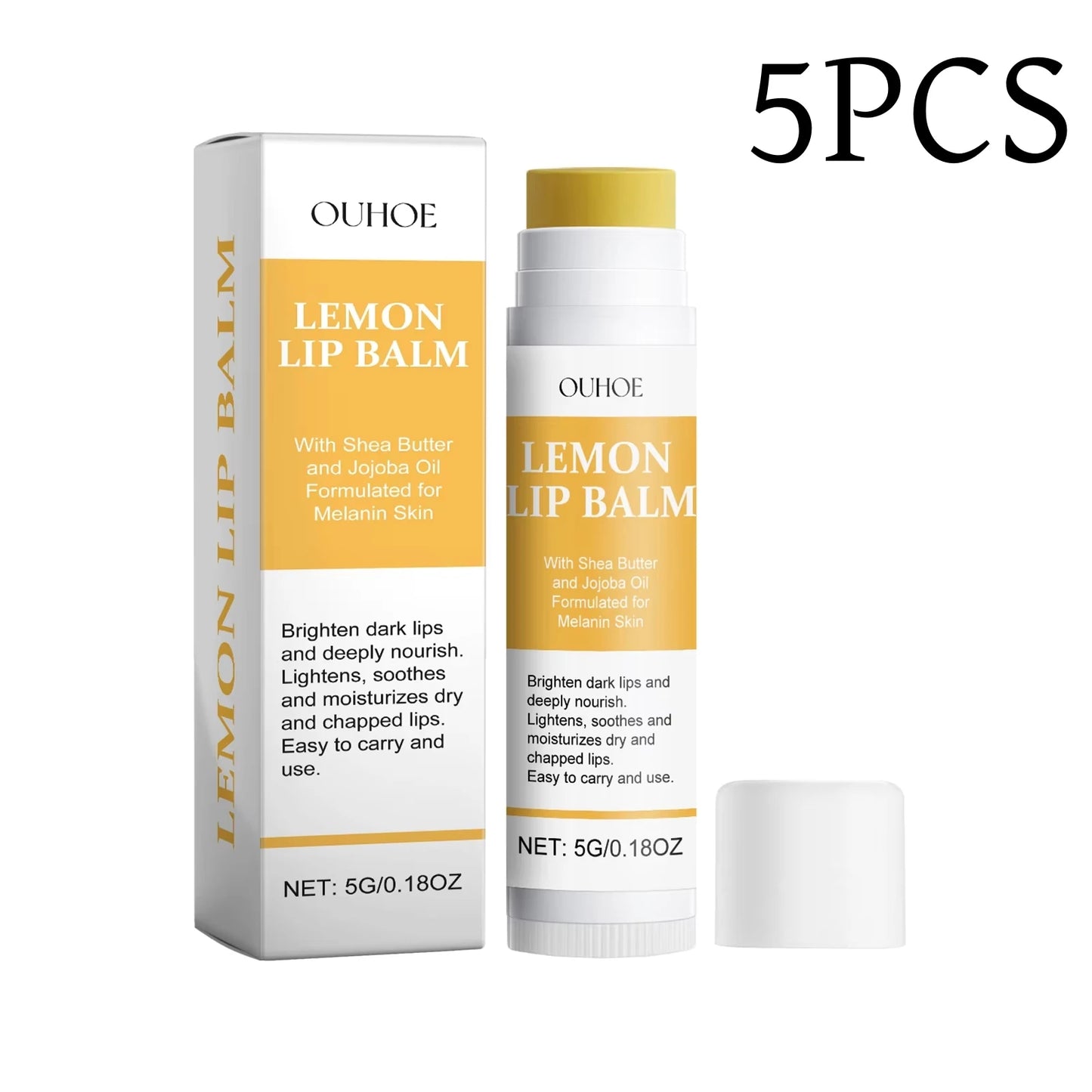 Lemon Turmeric Lip Balm – Brighten Dark Lips & Deep Moisture Peaceful Pleasures Health and Wellness Pack of 5