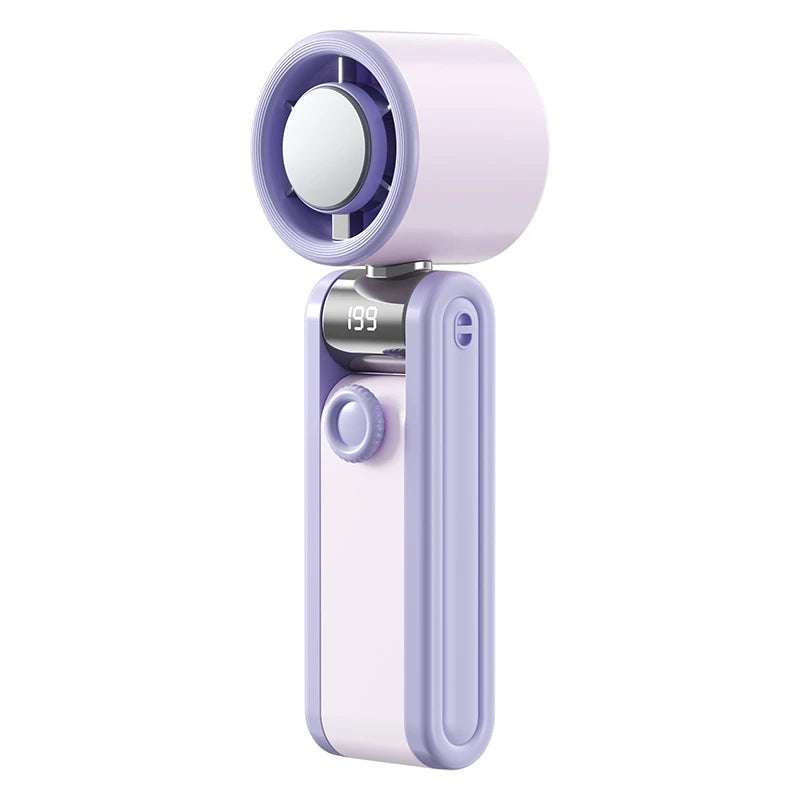 Mini Foldable Ice Cooling Turbo Fan 199 Speeds Triple Fold Design Long Battery Life Strong Wind Power Ice Cure For Outdoor Home Peaceful Pleasures Health and Wellness Purple