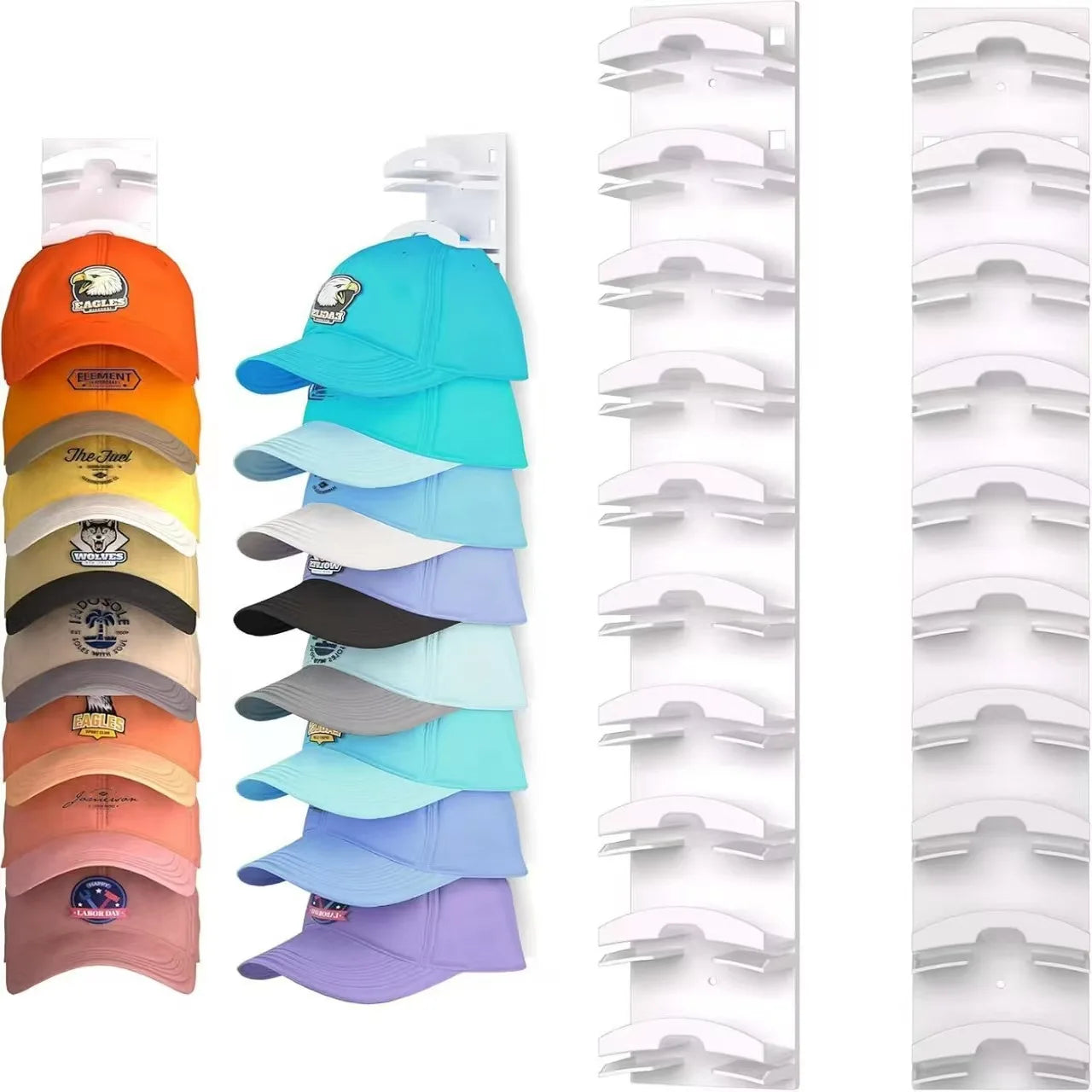 10Grids Wall Mounted Cap Rack Hat Holder Baseball Cap Towel Rack Holder Closet Hanger Storage Organizer Accessories Space Saving Peaceful Pleasures Health and Wellness White