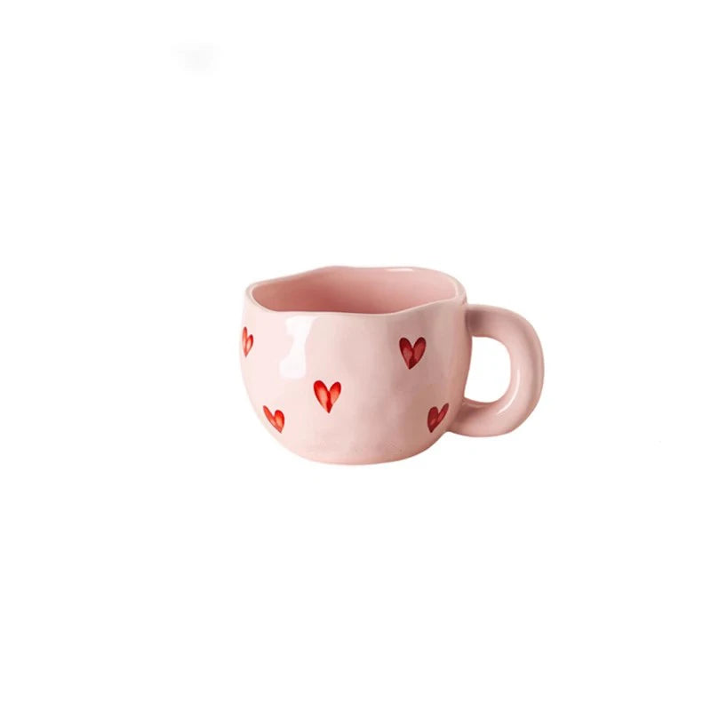 Hand-Painted Heart Ceramic Mug | Romantic Valentine's Day Gift