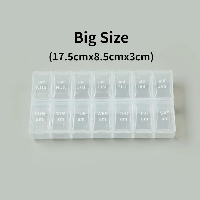 New Weekly Portable Travel Pill Cases Box 7 Days Organizer 14 Grids Pills Container Storage Tablets Vitamins Medicine Fish Oils Peaceful Pleasures Health and Wellness NO.16