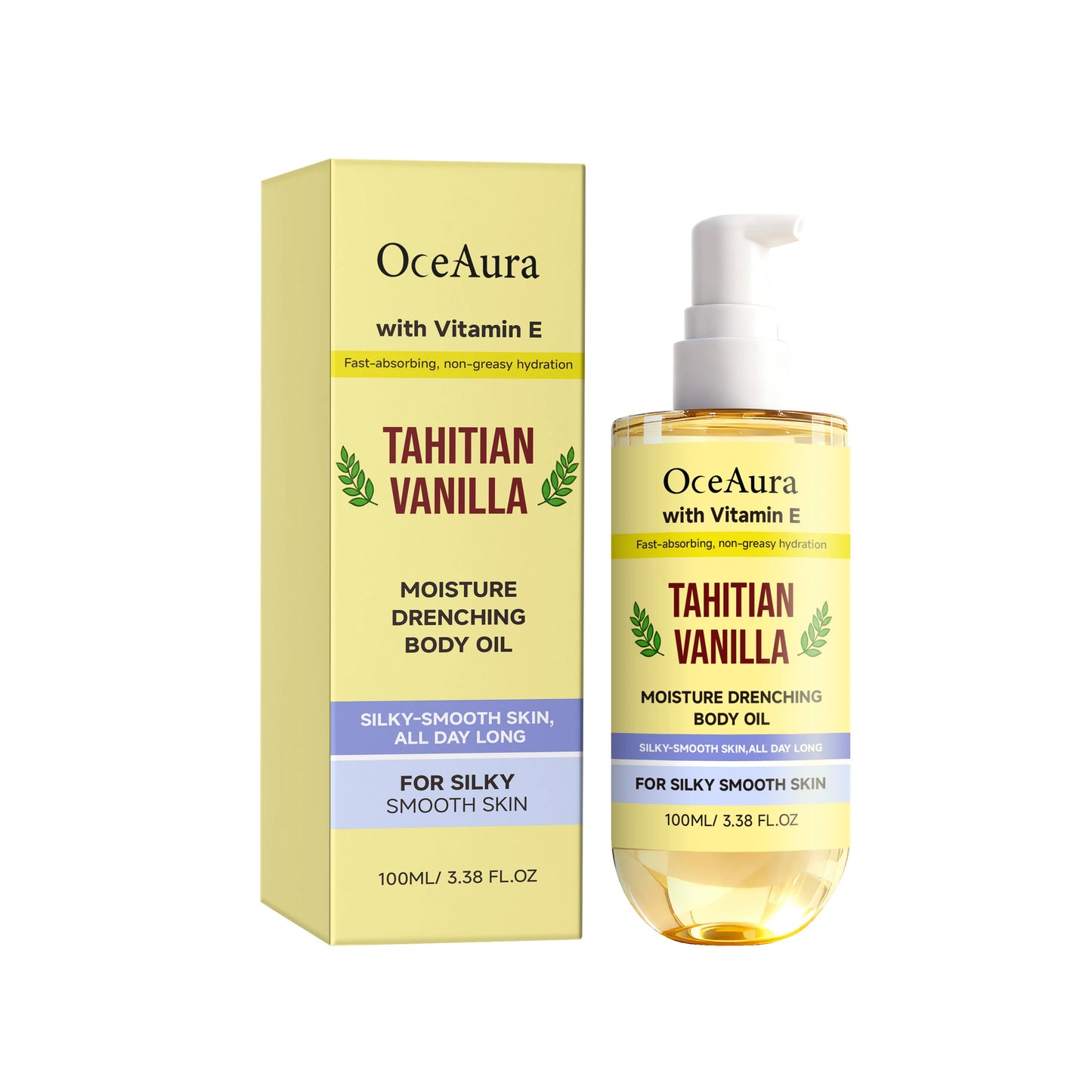 Vanilla Hydrating Body Oil Nourishing Soothing Brightening Silky Smoothing Stress Relief Glowing Soft Relaxing Body Essence Oil Peaceful Pleasures Health and Wellness 100ml boxed