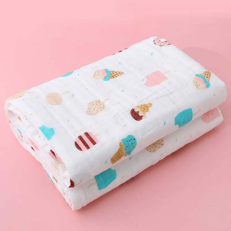 Baby Cotton Bath Towel 4-Layer Gauze Swaddle Blanket Newborn