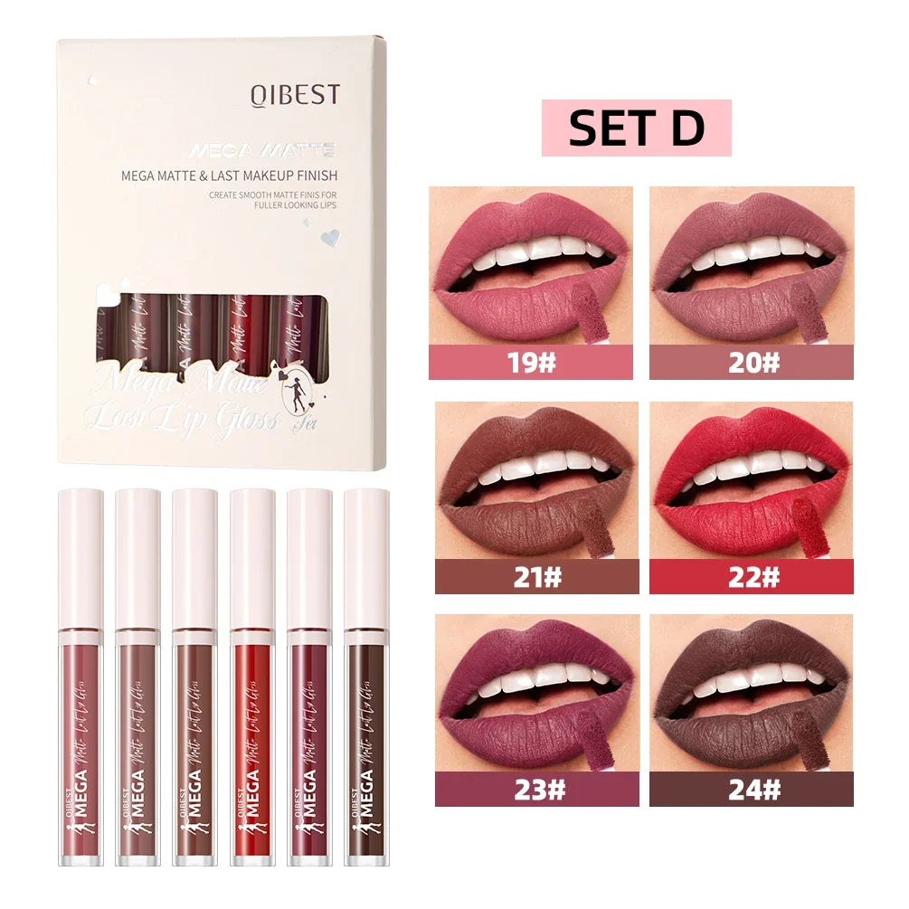 QIBEST Matte Liquid Lipstick Makeup Sets Waterproof Nude Purple Lip Tint Long Lasting Lip Glaze Red Lip Stain Cosmetics Kits Peaceful Pleasures Health and Wellness D Sets