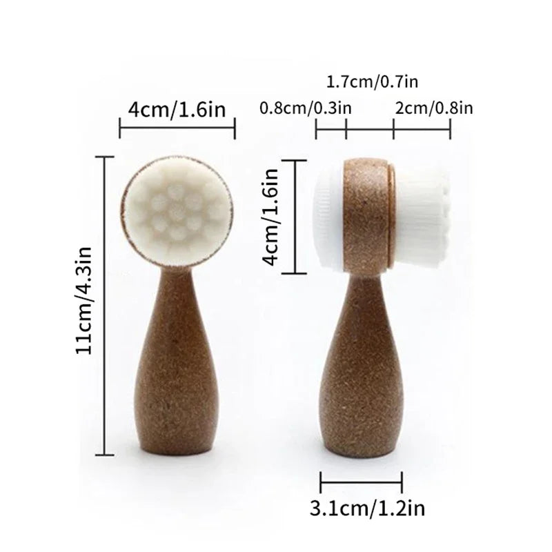 Double-Sided Exfoliating Facial Brush | Coconut Handle Facial Cleansing Brush Peaceful Pleasures Health and Wellness