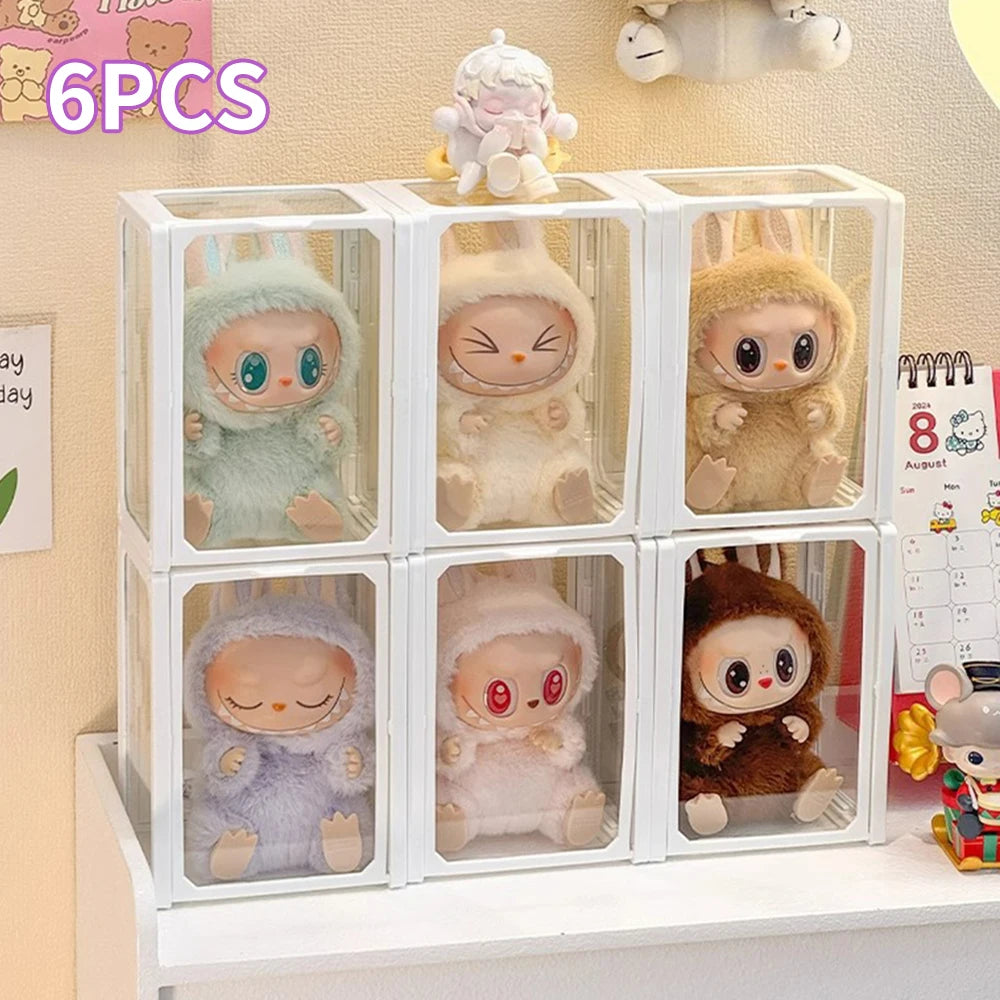 6pcs Display Box Glass Doll Storage Box Cotton Doll Blind Box Handmade Transparent Baby Cabinet Peaceful Pleasures Health and Wellness 6pcs