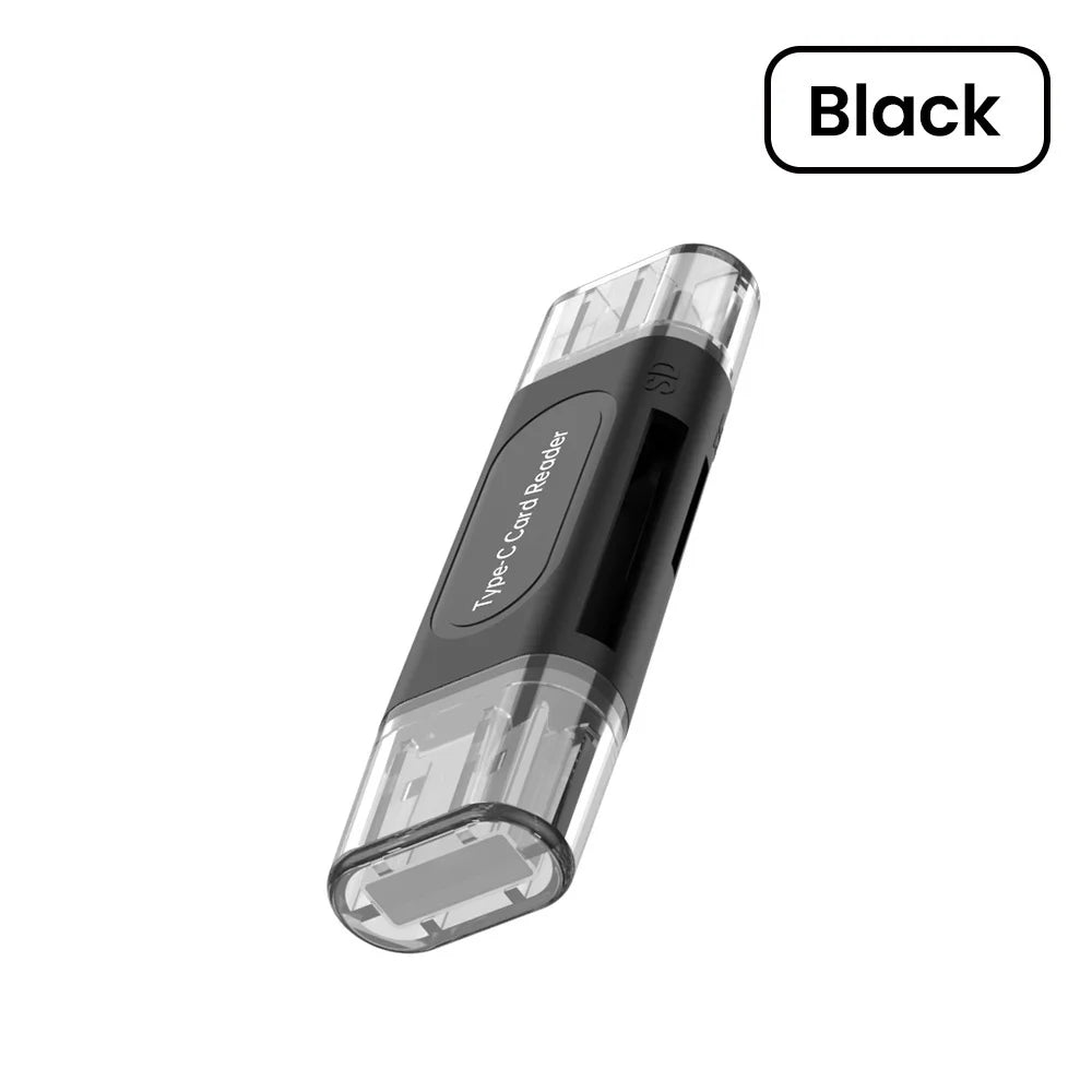 4-in-1 USB-C & USB 2.0 SD/TF Card Reader Adapter for PC Laptop