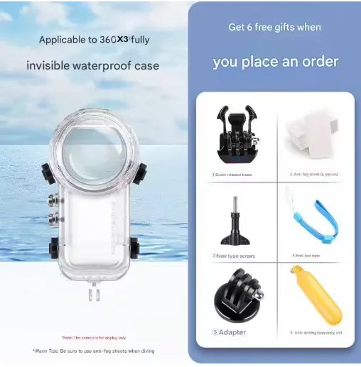 Waterproof Dive Case for Insta360 X5 X4 X3 – 50m Housing