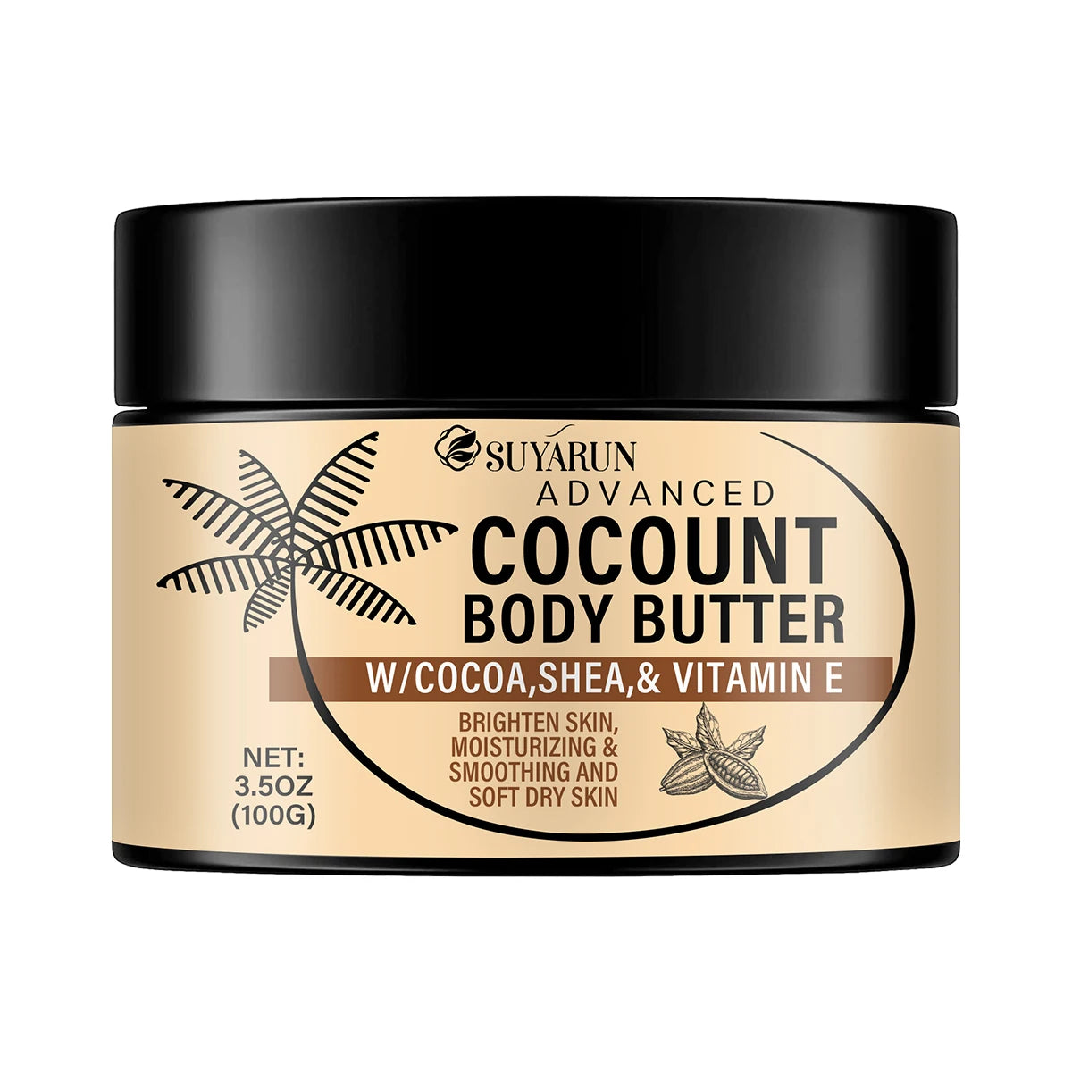 SUYARUN Deep Moisturizing Cream for Dry Skin, Organic Hydration with Coconut Oil, Fast Absorbing, 24 hour Nourishing. Peaceful Pleasures Health and Wellness 100g