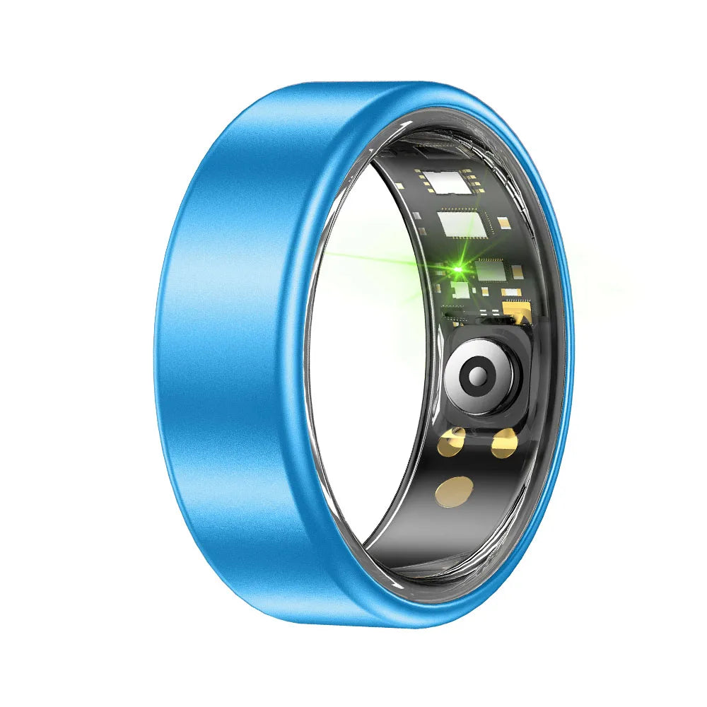 R09 Smart Ring Men Women with Charging Case,Heart Rate Blood Oxygen Monitor, IP68 & 5ATM Waterproof For Android iOS Holiday Gift Peaceful Pleasures Health and Wellness Blue 8