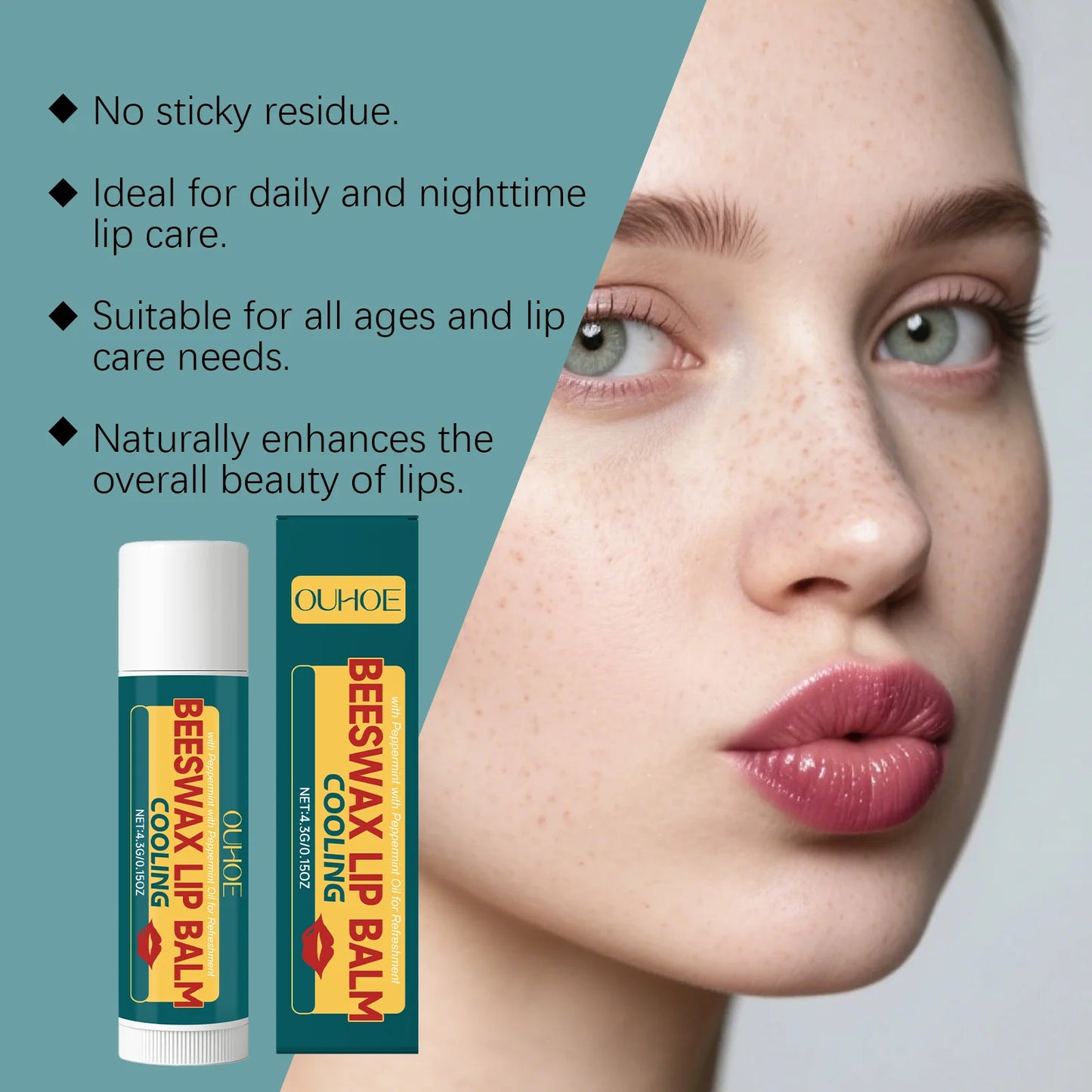 OUHOE Mint Beeswax Lip Balm – Moisturize & Soften Lips