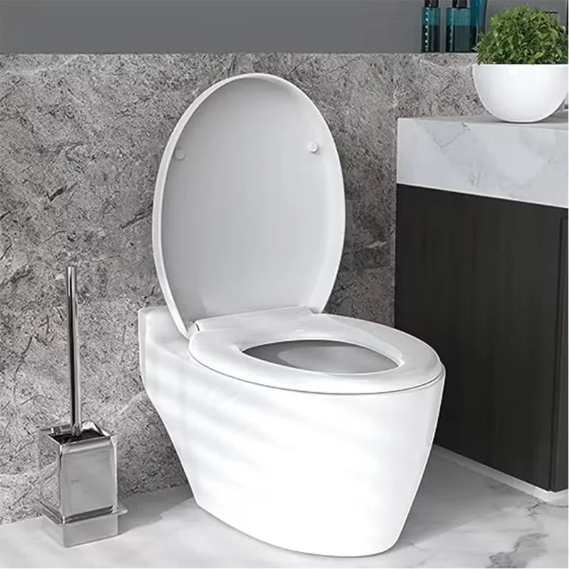 White Oval Slow-Close Toilet Seat – Heavy-Duty Universal Fit