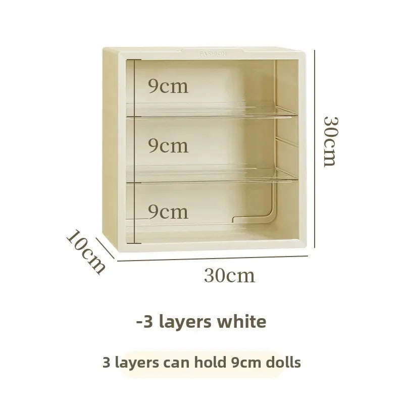 Plush Doll Display Case 2/3-Tier Dustproof | 28cm Cream/White