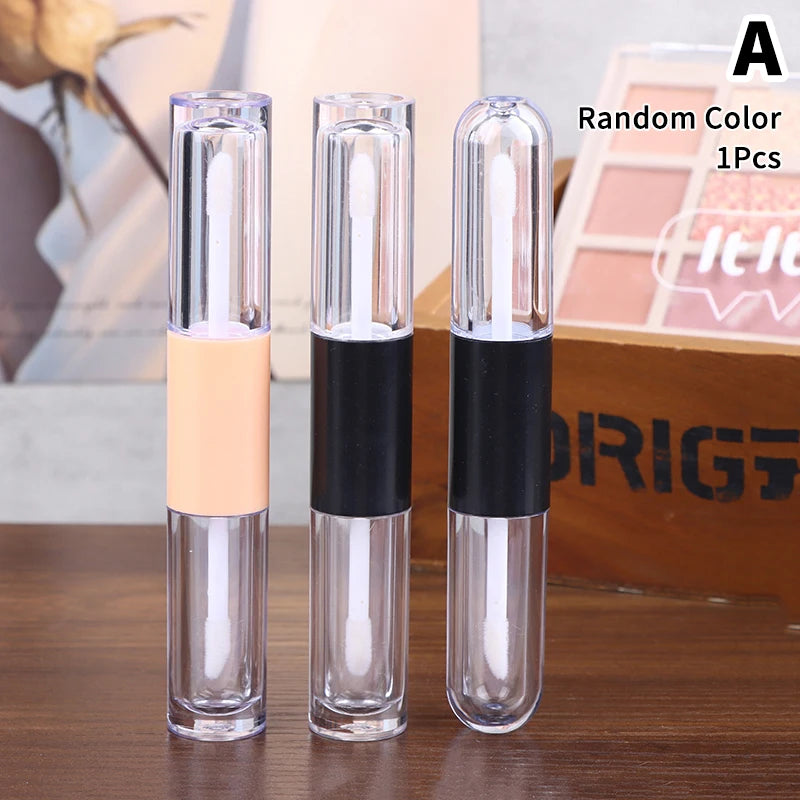 1pcs Double-Ended 2-in-1 Oval Flat Empty Lip Gloss Tubes With Wand Leak Proof Refillable Packaging Plastic Bottle Travel Kit Peaceful Pleasures Health and Wellness A