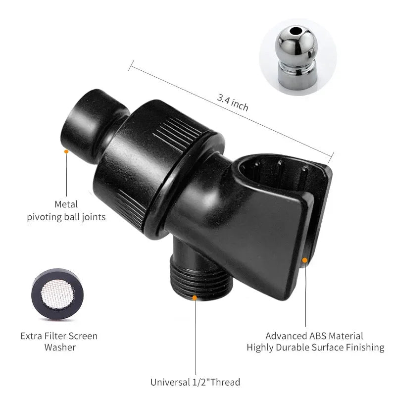 G1/2" Three-Way Shower Diverter Swivel Ball Bracket Mount