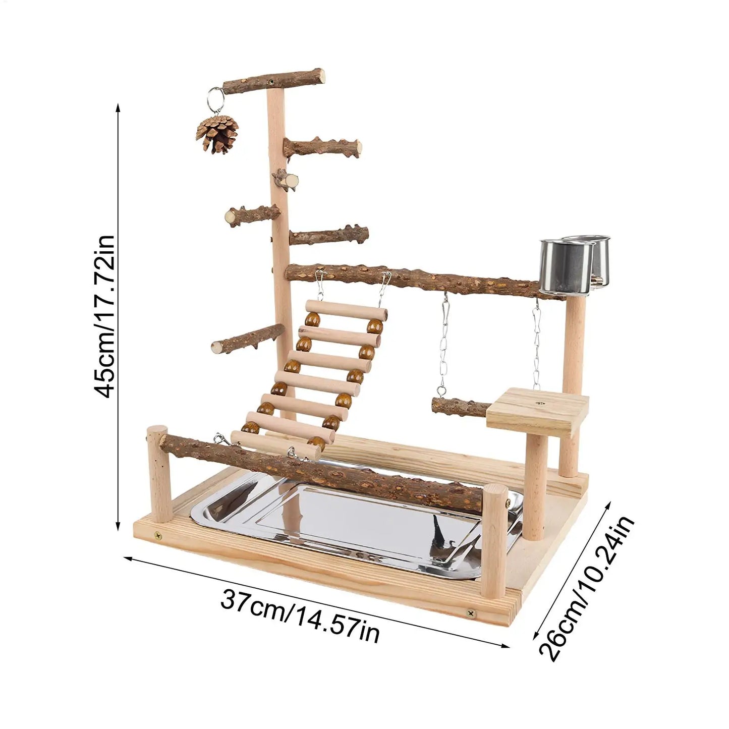 Wooden Bird Playstand Perch | Cockatiel Conure Lovebird Gym Bird Playstand Peaceful Pleasures Health and Wellness
