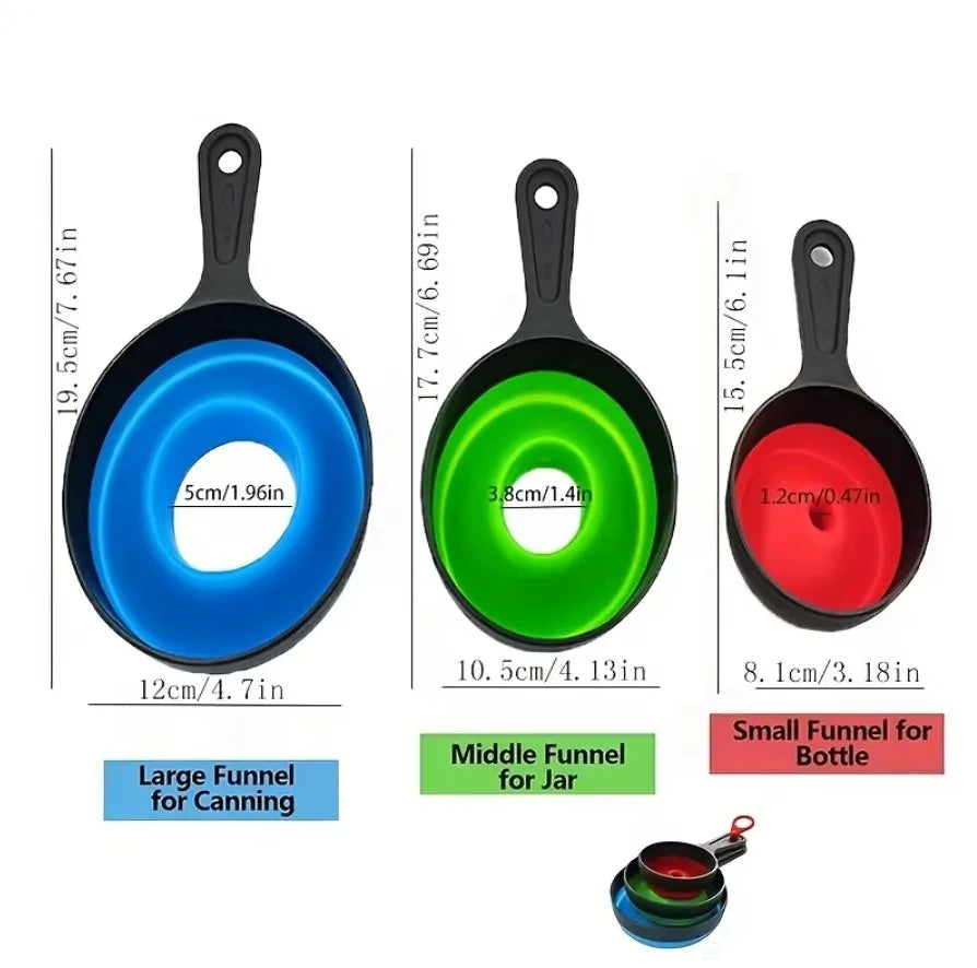 Large Small Funnel set of 3, Silicone Collapsible Funnel, Wide Mouth Canning Funnel for Mason Jars, Jam, Filling Bottles, Flask Peaceful Pleasures Health and Wellness