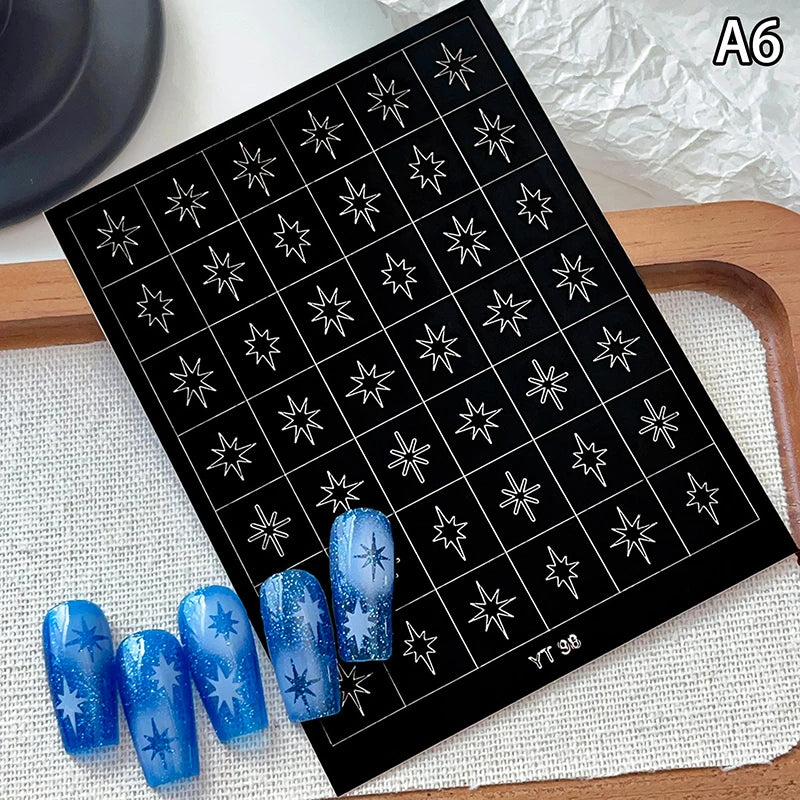 Airbrush Stencil For Nails Heart Bow Stars Pattern Hollow Nail Sticker Templates For French Manicure Tips Nail Design Peaceful Pleasures Health and Wellness A6
