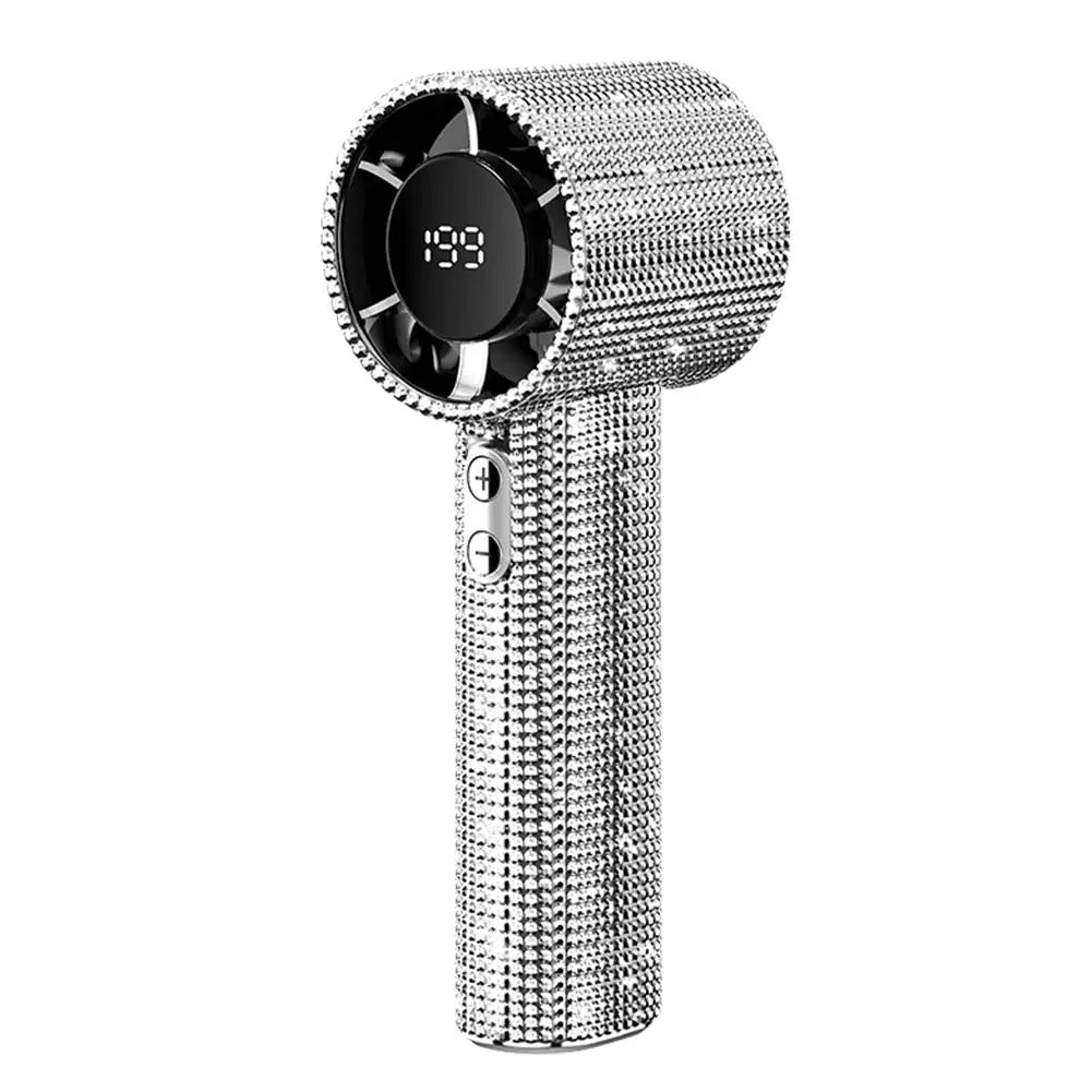 Portable Handheld Turbo Fan Luxury Modes Digital Electric Fan Handheld Turbo Fan 3 Gear Wind Long Battery Life With Digital Peaceful Pleasures Health and Wellness A