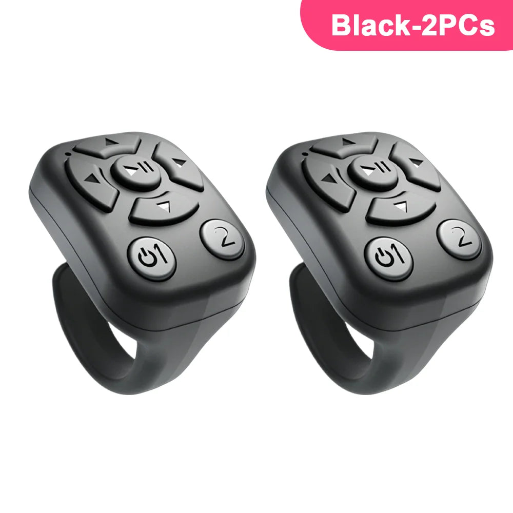 Bluetooth Ring Remote – Page Turner & Camera Shutter for iPhone iPad Peaceful Pleasures Health and Wellness Black-2PCs