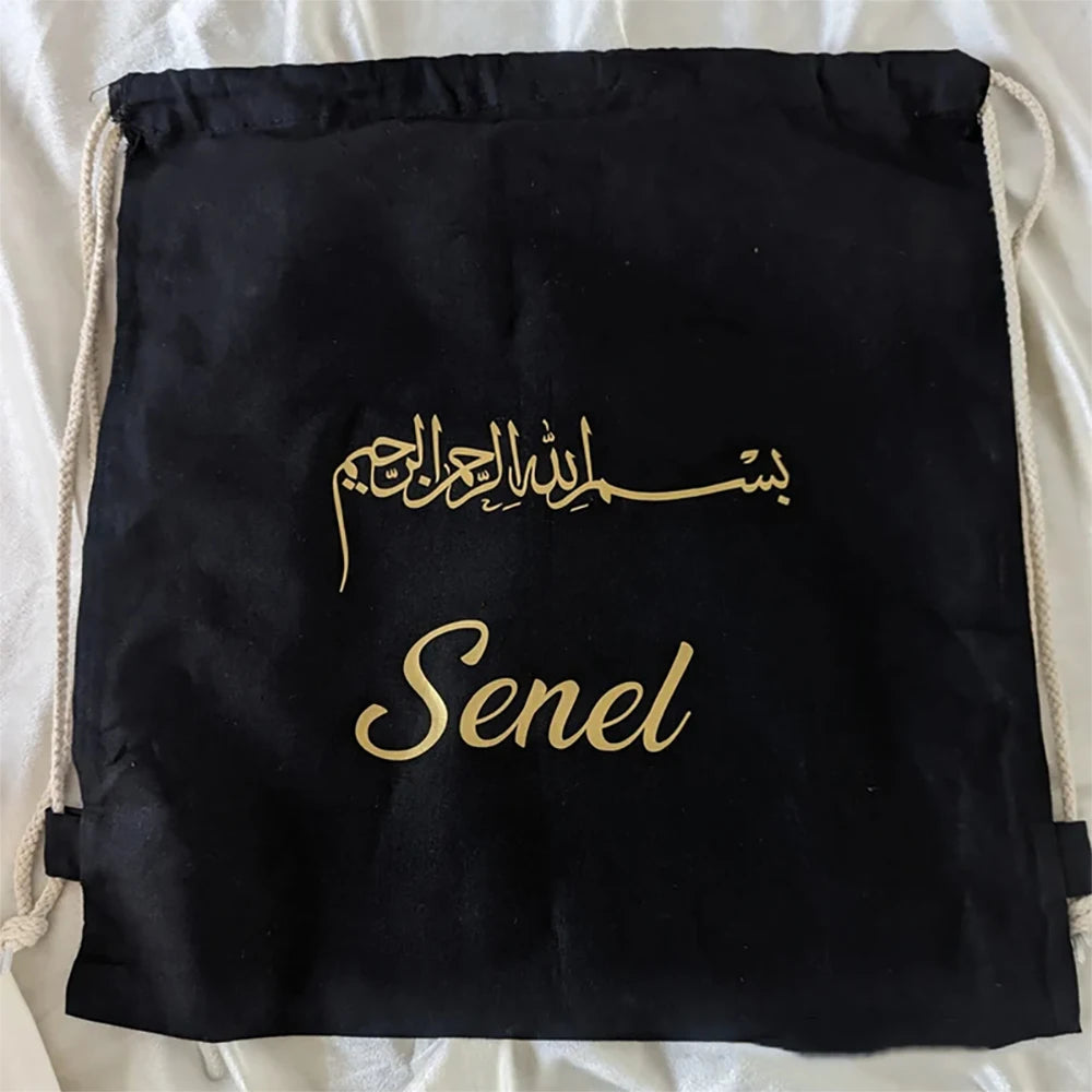 Personalized Arabic Bismillah bag Muslim Islamic Ramadan Kareem Pilgrimage Souvenirs Travel eid hajj umrah mubarak Quran gift Peaceful Pleasures Health and Wellness