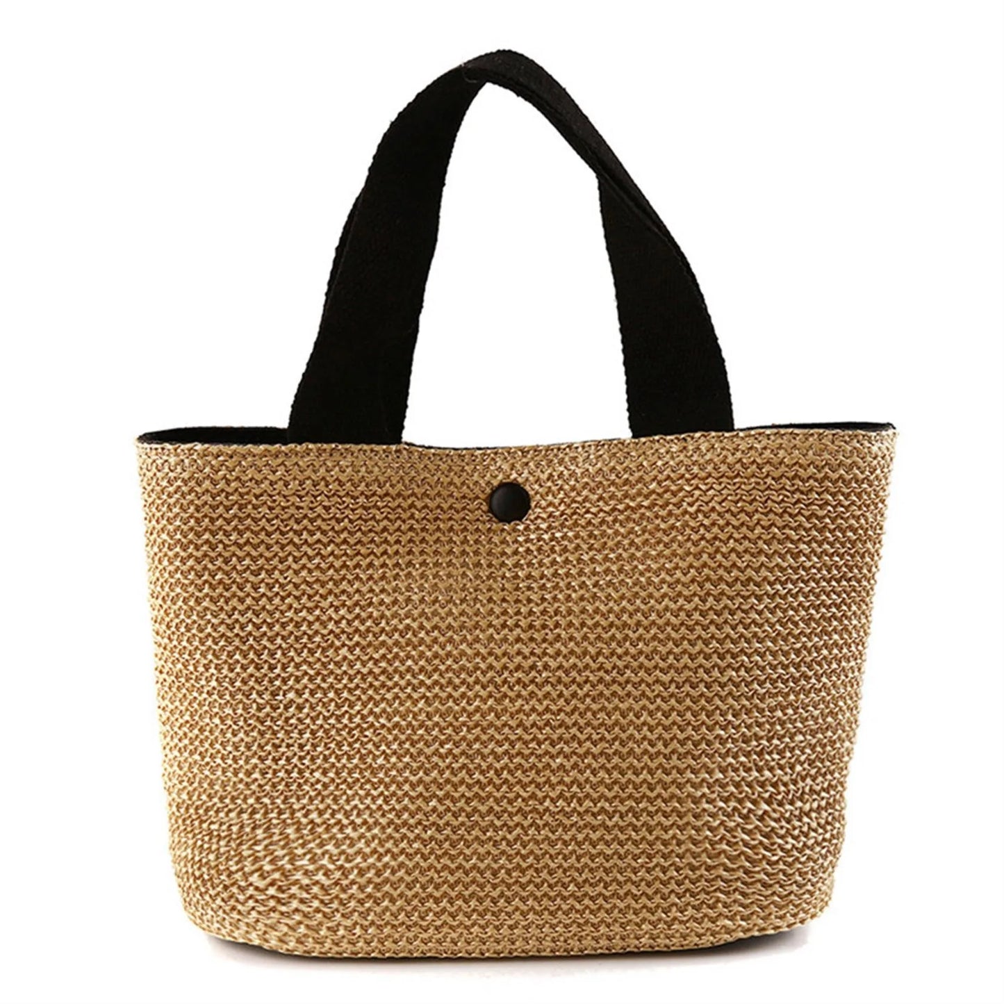 Elegant Straw Woven Handbag for Women Summer Beach Tote Retro Shoulder Bag Holiday Casual Top Handle Fashion Purse Peaceful Pleasures Health and Wellness black