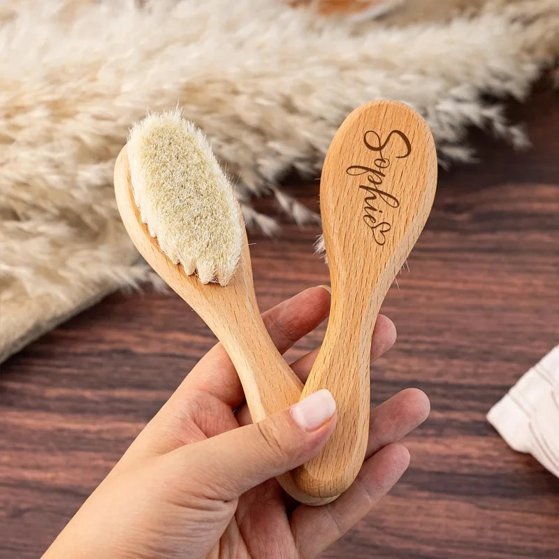 Personalized Engraved Wooden Baby Hairbrush | Keepsake Gift Baby Keepsake Brush Peaceful Pleasures Health and Wellness