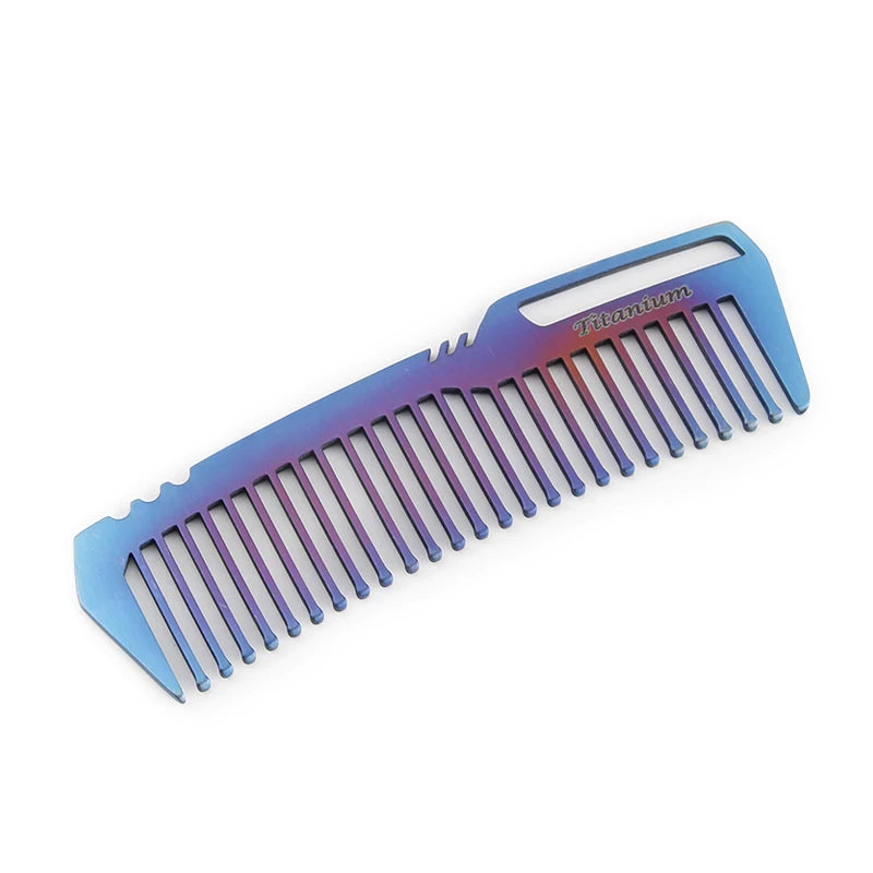 Non Rusting Pure Titanium Comb Portable Anti Static Hair Comb Mini Portable Titanium Alloy Combs EDC Super Light Titanium Combs Peaceful Pleasures Health and Wellness Blue