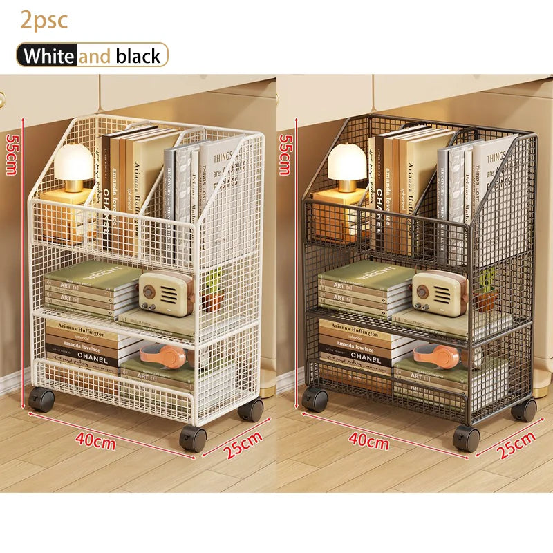 1/2Pcs 3 Levels Mesh Metal File Crate Organizer With Wheels Layered File Cart Storage Cart Bookdesk Side Folders Storage Crate Peaceful Pleasures Health and Wellness 2pcs