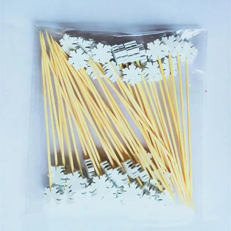 50 Christmas Fruit Sticks Per Set Disposable Bamboo Sticks Snowflake Christmas Trees Santa Claus Fruit Sticks Peaceful Pleasures Health and Wellness Snowflake