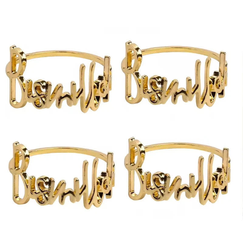 4pc Bismillah Napkin Rings – Eid & Ramadan Table Decor Gift Napkin Rings Set Peaceful Pleasures Health and Wellness A 4pcs 4.5x3cm