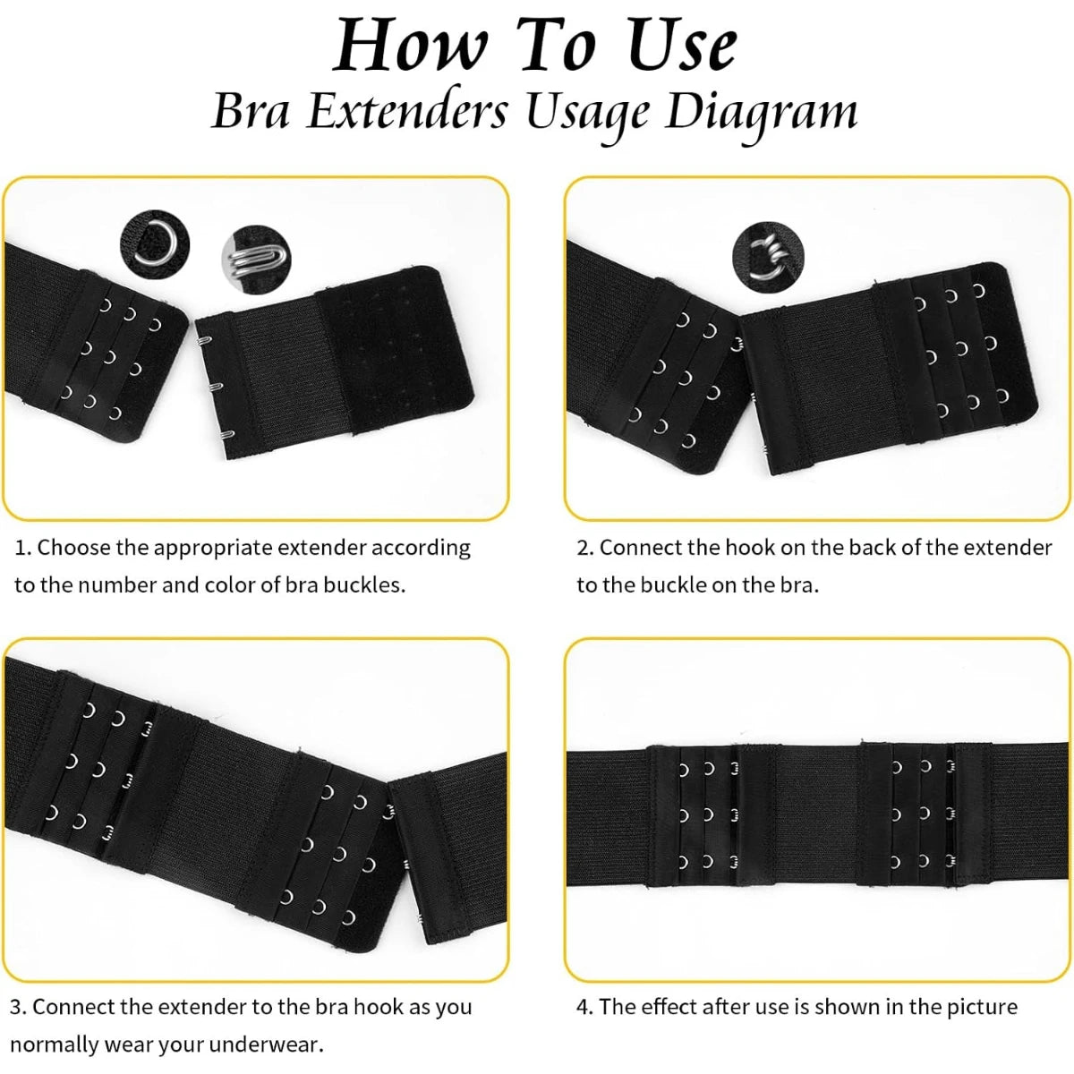 12-Pack Bra Extenders 2/3/4 Hook | Bra Strap Extensions