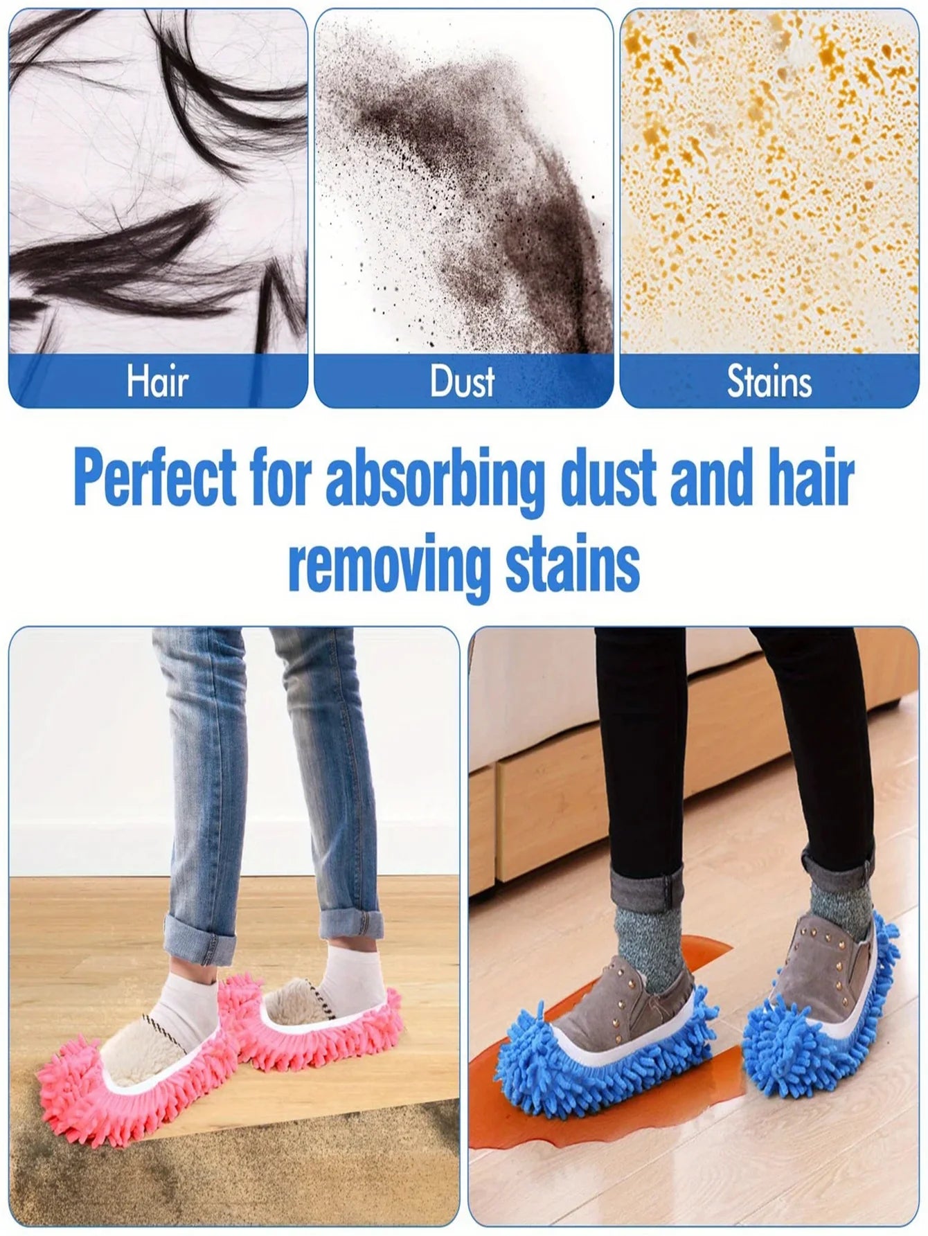 2Pcs Mop Slippers Soft Washable and Reusable Microfiber Foot Socks Suitable for Cleaning Dust in Bathrooms Kitchens and Bedrooms Peaceful Pleasures Health and Wellness