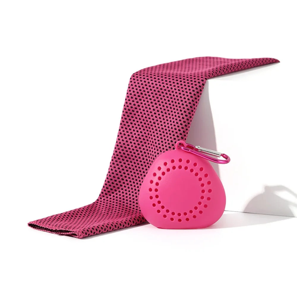 Portable Polyester Cooling Towel Silica Gel Quick Dry Cold Towel Absorbent Microfiber Ice Towel Summer Peaceful Pleasures Health and Wellness Rose Red
