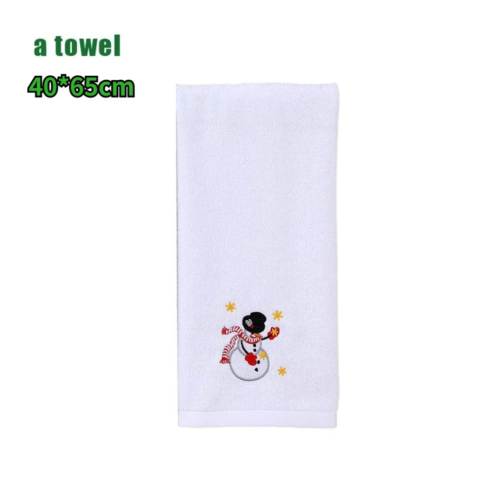 Christmas themed embroidered soft and skin friendly pure Cotton towels suitable for daily kitchen and bathroom use Peaceful Pleasures Health and Wellness 01